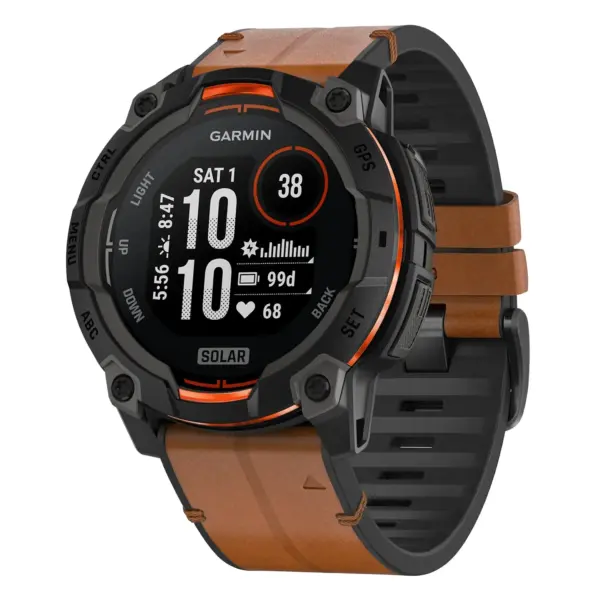 i3.g.r73a.2a Main Coffee StrapsCo Leather Hybrid Strap QuickFit 22 Watch Band for Garmin Instinct 3 – 45mm