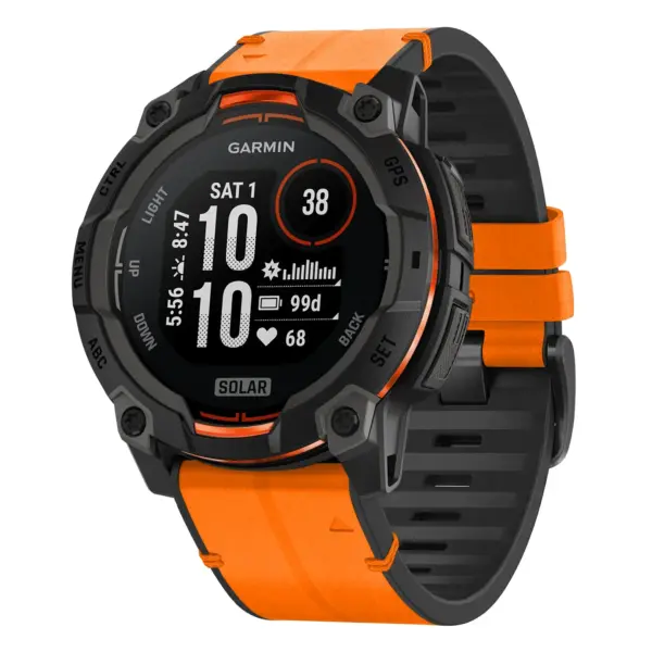 i3.g.r73a.12 Main Tangerine StrapsCo Leather Hybrid Strap QuickFit 22 Watch Band for Garmin Instinct 3 – 45mm