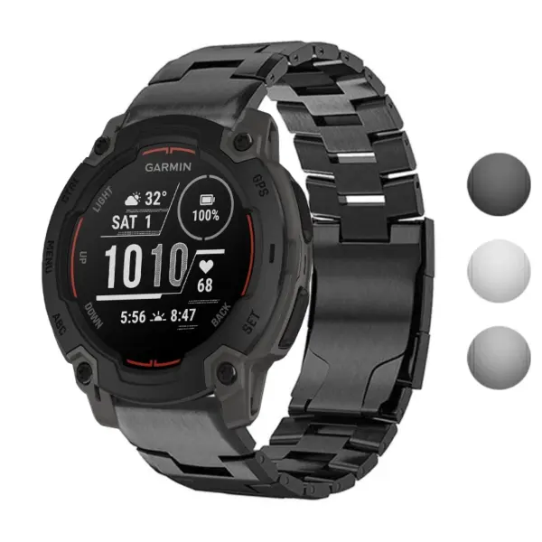 g.m14.mb Gallery Black StrapsCo Vented Titanium Bracelet for Garmin Instinct E – 45mm