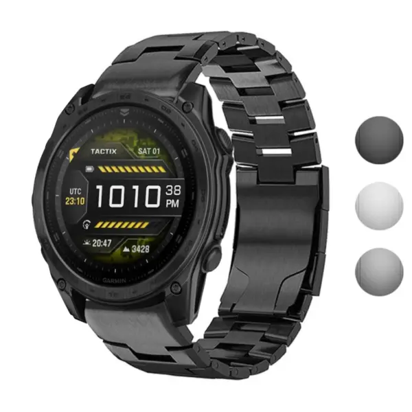 g.m14.mb Gallery Black StrapsCo Vented Titanium Bracelet for Garmin Tactix 8 – 51mm