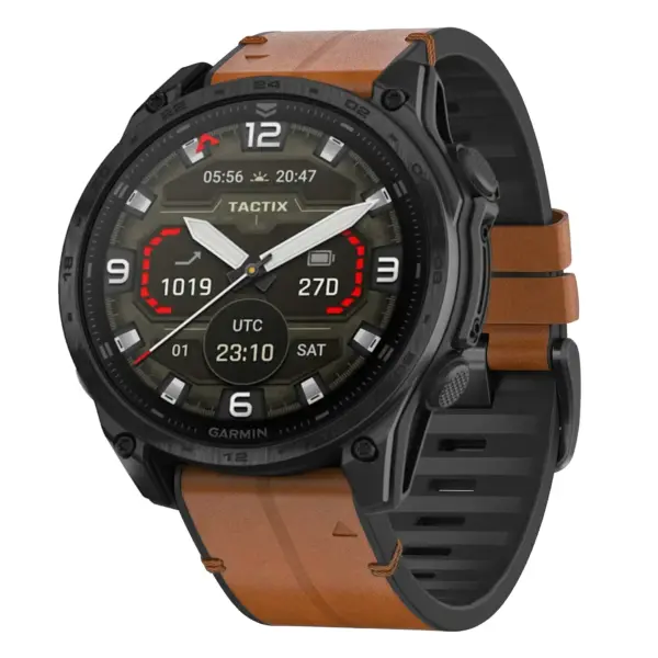 t8.g.r73a.2a Main Coffee StrapsCo Leather Hybrid Strap QuickFit 22 Watch Band for Garmin Tactix 8 – 47mm