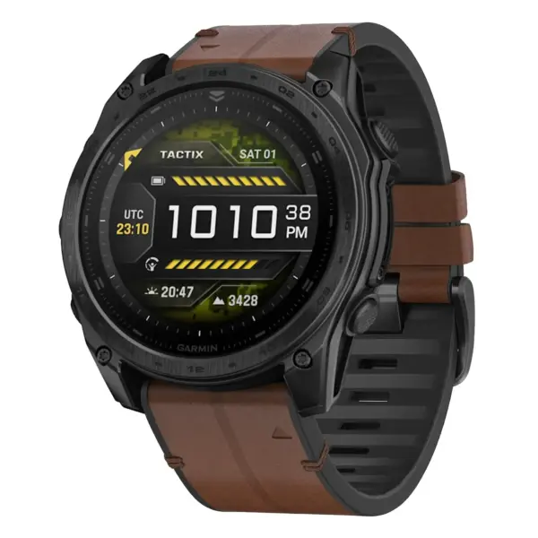 t8.g.r65a.2 Main Cigar StrapsCo Leather Hybrid Strap QuickFit 26 Watch Band for Garmin Tactix 8 – 51mm