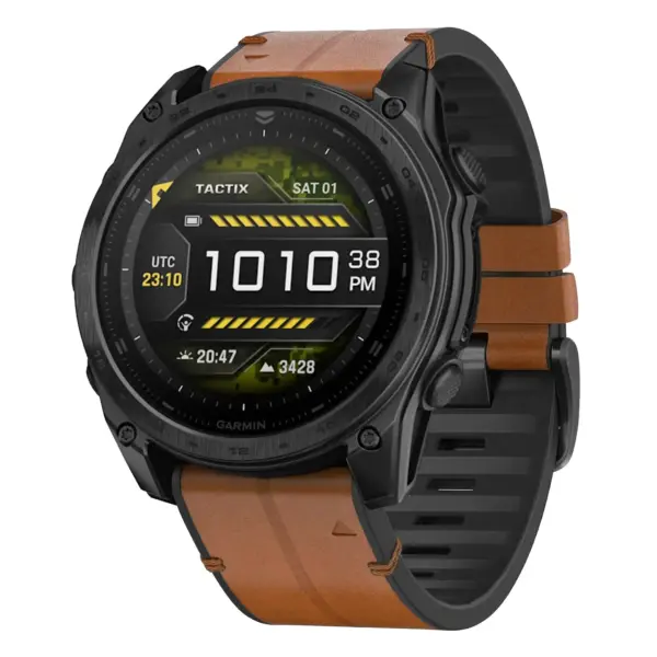 t8.g.r65a.2a Main Coffee StrapsCo Leather Hybrid Strap QuickFit 26 Watch Band for Garmin Tactix 8 – 51mm