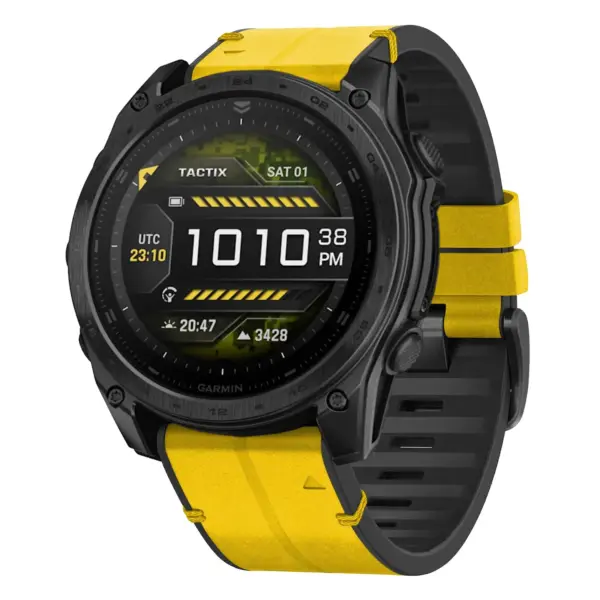 t8.g.r65a.10 Main Solar StrapsCo Leather Hybrid Strap QuickFit 26 Watch Band for Garmin Tactix 8 – 51mm