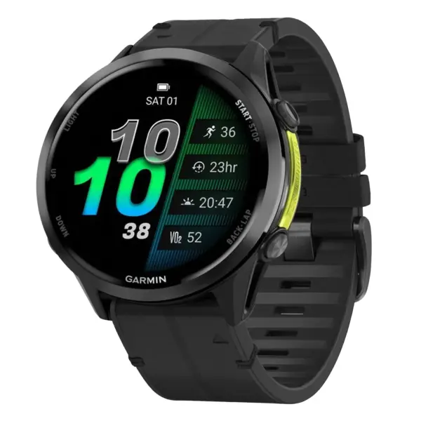 f970.g.r73a.1 Main Obsidian StrapsCo Leather Hybrid Strap QuickFit 22 Watch Band for Garmin Forerunner 970