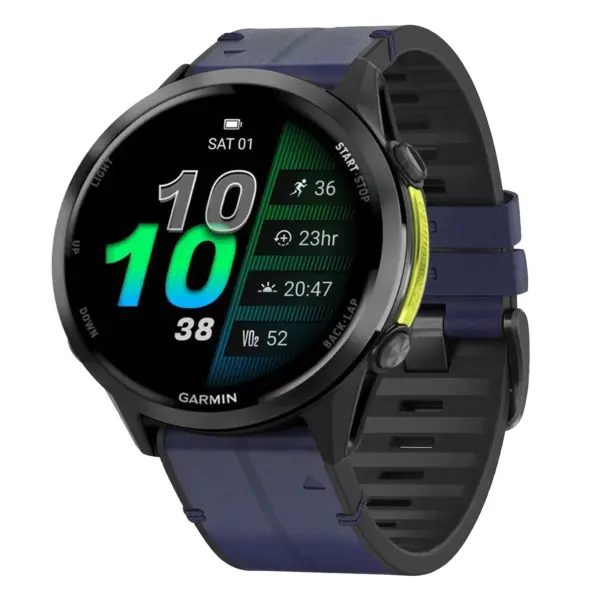 f970.g.r73a.5 Main Midnight StrapsCo Leather Hybrid Strap QuickFit 22 Watch Band for Garmin Forerunner 970