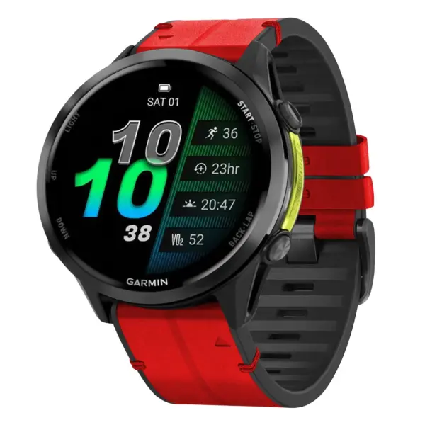 f970.g.r73a.6 Main Blaze StrapsCo Leather Hybrid Strap QuickFit 22 Watch Band for Garmin Forerunner 970