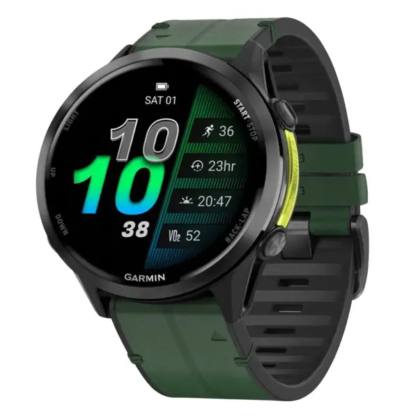 f970.g.r73a.11 Main Forest StrapsCo Leather Hybrid Strap QuickFit 22 Watch Band for Garmin Forerunner 970