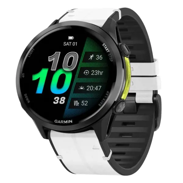 f970.g.r73a.22 Main Arctic StrapsCo Leather Hybrid Strap QuickFit 22 Watch Band for Garmin Forerunner 970