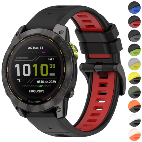 ed3.g.r82 Gallery Black & Red StrapsCo ColorBlock Active Strap QuickFit 26 Watch Band for Garmin Enduro 3