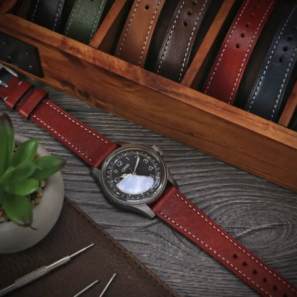 st37 Flatlay StrapsCo Heritage Leather Strap Watch Band 17mm 18mm 19mm 20mm 21mm 22mm