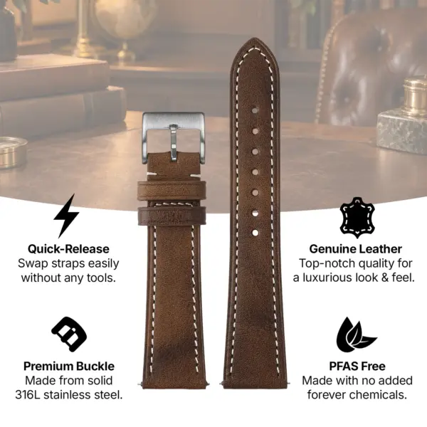 st37 Theme StrapsCo Heritage Leather Strap Watch Band 17mm 18mm 19mm 20mm 21mm 22mm