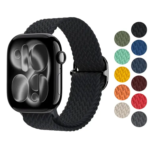a.ny6 Gallery Onyx StrapsCo Men's Woven Stretch Band Woven Nylon Stretch Strap for Apple Watch 38mm 40mm 41mm 42mm 44mm 45mm 46mm