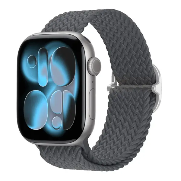 a.ny6.7 Main Graphite StrapsCo Men's Woven Stretch Band Woven Nylon Stretch Strap for Apple Watch 38mm 40mm 41mm 42mm 44mm 45mm 46mm