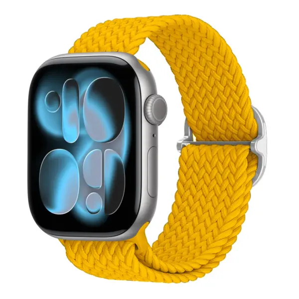 a.ny6.10 Main Mustard StrapsCo Men's Woven Stretch Band Woven Nylon Stretch Strap for Apple Watch 38mm 40mm 41mm 42mm 44mm 45mm 46mm