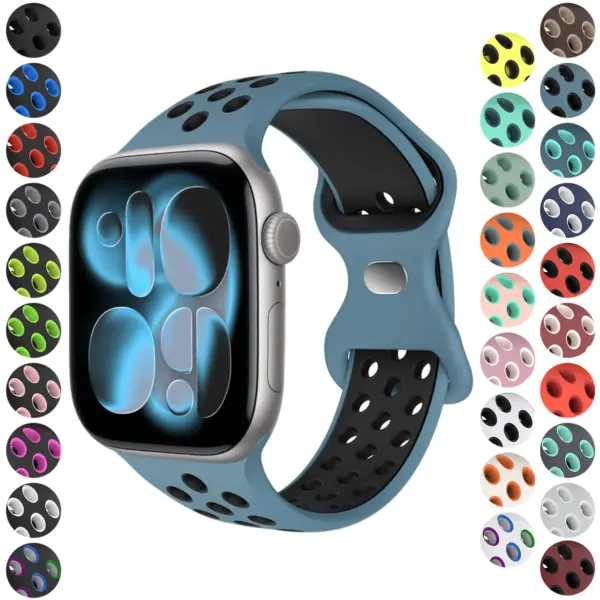 a.r24 Gallery StrapsCo Men's Momentum Band Silicone Rubber Perforated Sport Strap for Apple Watch 38mm 40mm 41mm 42mm 44mm 45mm 46mm