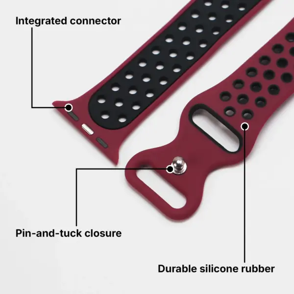 a.r24 Features StrapsCo Men's Momentum Band Silicone Rubber Perforated Sport Strap for Apple Watch 38mm 40mm 41mm 42mm 44mm 45mm 46mm