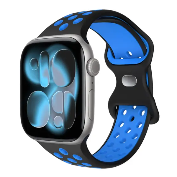 a.r24.1.5 Front Neptune StrapsCo Men's Momentum Band Silicone Rubber Perforated Sport Strap for Apple Watch 38mm 40mm 41mm 42mm 44mm 45mm 46mm