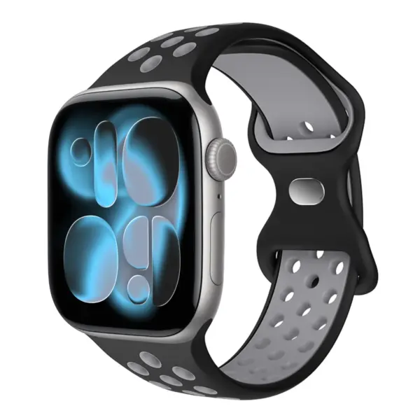 a.r24.1.7 Front Carbon StrapsCo Men's Momentum Band Silicone Rubber Perforated Sport Strap for Apple Watch 38mm 40mm 41mm 42mm 44mm 45mm 46mm