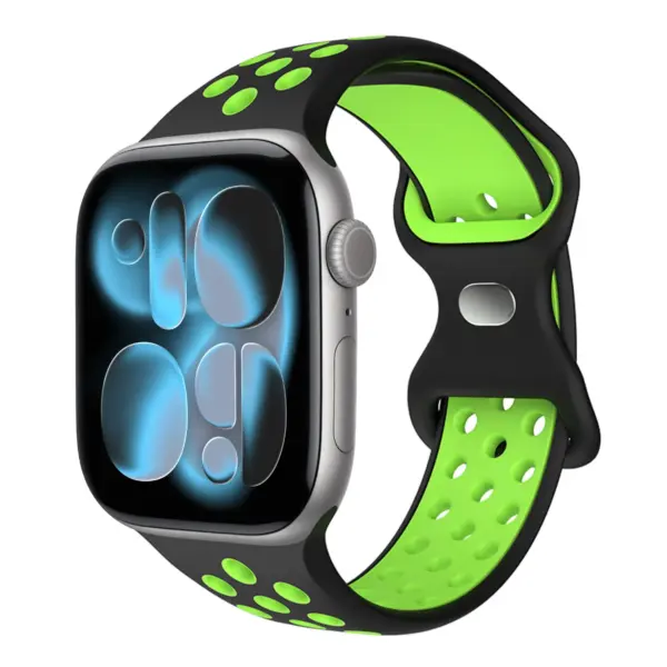 a.r24.1.11 Front Night Vision StrapsCo Men's Momentum Band Silicone Rubber Perforated Sport Strap for Apple Watch 38mm 40mm 41mm 42mm 44mm 45mm 46mm