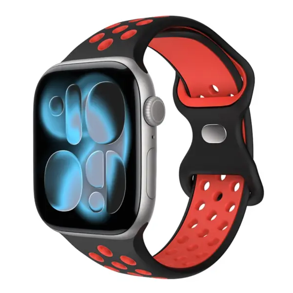 a.r24.1.6 Front Martian StrapsCo Men's Momentum Band Silicone Rubber Perforated Sport Strap for Apple Watch 38mm 40mm 41mm 42mm 44mm 45mm 46mm