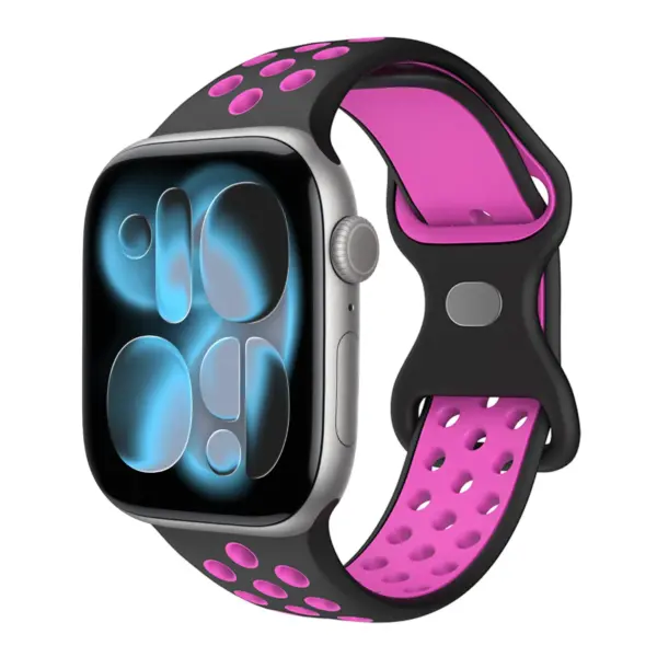 a.r24.1.18 Front UV StrapsCo Men's Momentum Band Silicone Rubber Perforated Sport Strap for Apple Watch 38mm 40mm 41mm 42mm 44mm 45mm 46mm