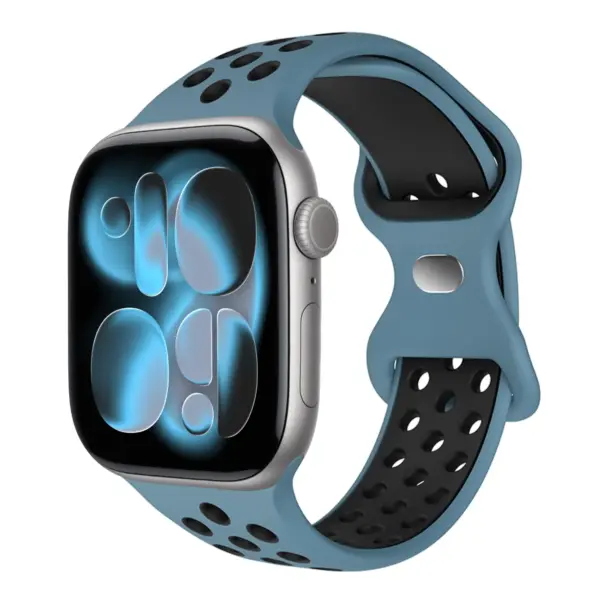 a.r24.5.1 Front Deepwater StrapsCo Men's Momentum Band Silicone Rubber Perforated Sport Strap for Apple Watch 38mm 40mm 41mm 42mm 44mm 45mm 46mm