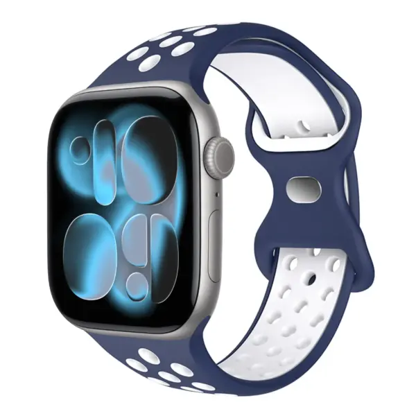a.r24.5.22 Front Regatta StrapsCo Men's Momentum Band Silicone Rubber Perforated Sport Strap for Apple Watch 38mm 40mm 41mm 42mm 44mm 45mm 46mm