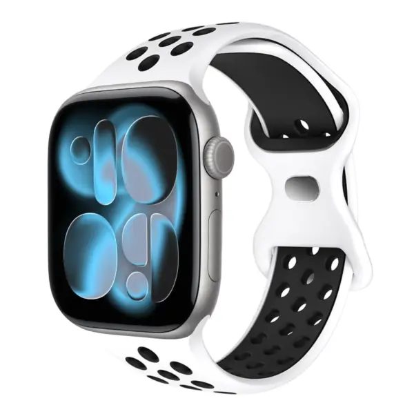 a.r24.22.1 Front Monochrome StrapsCo Men's Momentum Band Silicone Rubber Perforated Sport Strap for Apple Watch 38mm 40mm 41mm 42mm 44mm 45mm 46mm