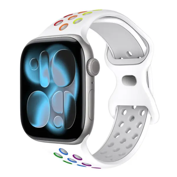 a.r24.22.abc Front Prism StrapsCo Men's Momentum Band Silicone Rubber Perforated Sport Strap for Apple Watch 38mm 40mm 41mm 42mm 44mm 45mm 46mm
