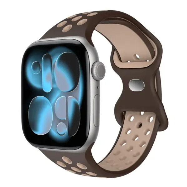 a.r24.2.3 Front Bark StrapsCo Men's Momentum Band Silicone Rubber Perforated Sport Strap for Apple Watch 38mm 40mm 41mm 42mm 44mm 45mm 46mm