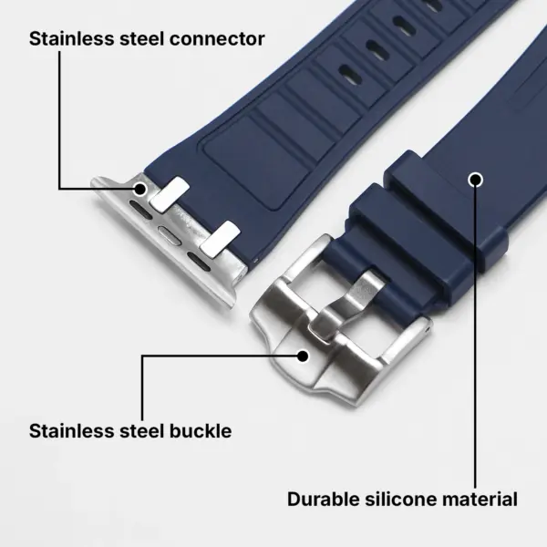 a.r23 Features StrapsCo Men's Vector Band Silicone Strap Stainless Steel Hardware for Apple Watch 44mm 45mm 46mm