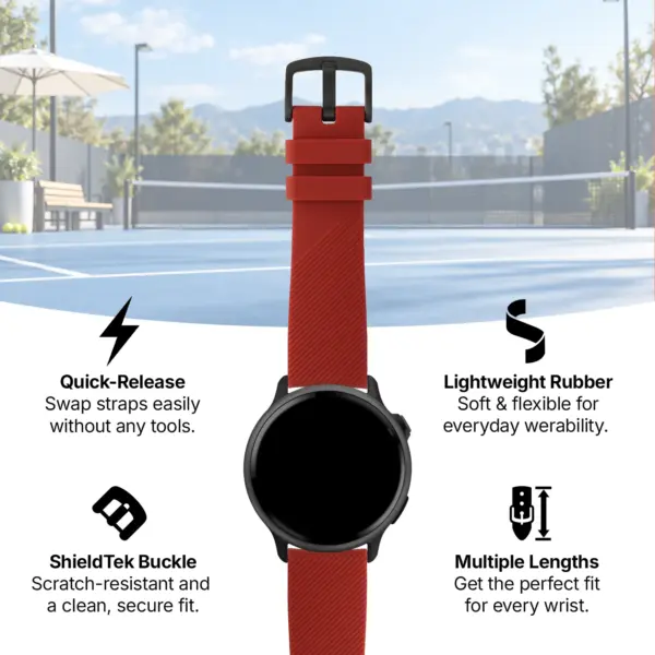 g.r51 Theme StrapsCo Active Band with ShieldTek Buckle Silicone Rubber Watch Strap for Garmin Vivoactive Forerunner Venu Approach Vivomove
