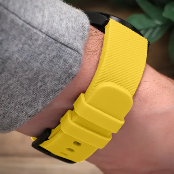 g.r51.10 Wrist Yellow StrapsCo Active Band with ShieldTek Buckle Silicone Rubber Watch Strap for Garmin Vivoactive Forerunner Venu Approach Vivomove