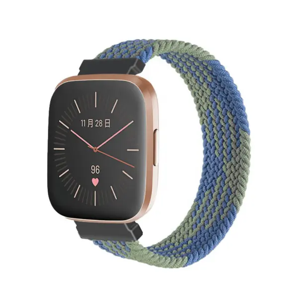 fb.ny25.b Main Blue Buffalo StrapsCo Patterned Elastic Nylon Watch Band Strap for Fitbit Versa Vers