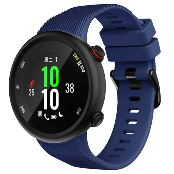 g.r53.5 Main Blue StrapsCo Silicone Rubber Watch Band Strap for Garmin Forerunner 45 45S Swim 2