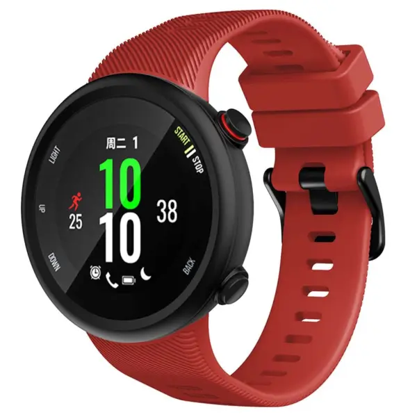 g.r53.6 Main Red StrapsCo Silicone Rubber Watch Band Strap for Garmin Forerunner 45 45S Swim 2