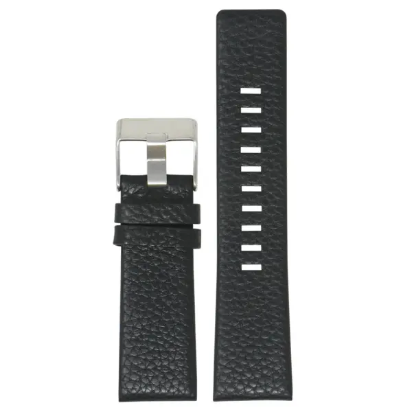 L.dz2.1 Main Black (Silver Buckle) StrapsCo Textured Leather Watch Band Strap For Diesel