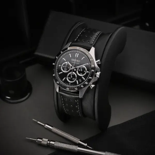 ra8 creative dassari perforated leather racing strap seiko spirit chronograph watch band