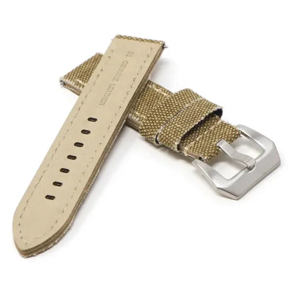 ps6.17 Cross Washed Khaki DASSARI Frayed Edge Canvas Strap