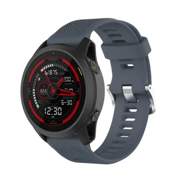 G.r62.7 Main Blue Grey StrapsCo Silicone Strap For Garmin Forerunner745 Rubber Watch Band