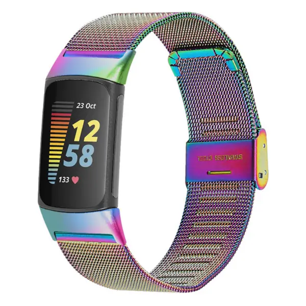 Fb.m153.abc Main Opal StrapsCo Mesh Bracelet For Fitbit Charge 5 Stainless Steel Metal Strap Band