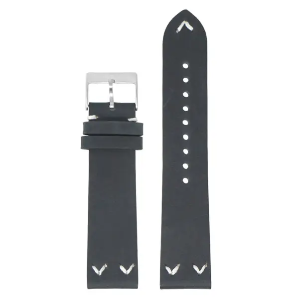 ds22.1 Main Black DASSARI V Stitch Vintage Distressed Leather Watch Band Strap Quick Release 18mm 19mm 20mm 21mm 22mm 24mm