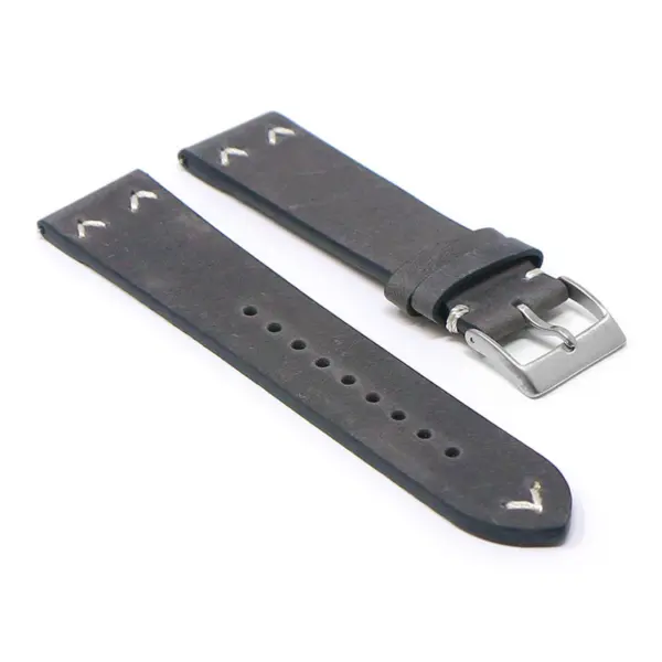 Ds22.5 Angle Slate Blue DASSARI V Stitch Vintage Distressed Leather Watch Band Strap Quick Release 18mm 19mm 20mm 21mm 22mm 24mm
