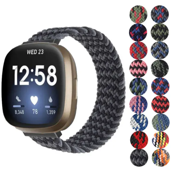 fb.ny29 Gallery StrapsCo Patterned Elastic Nylon Watch Band Strap for Fitbit Sense Versa 3