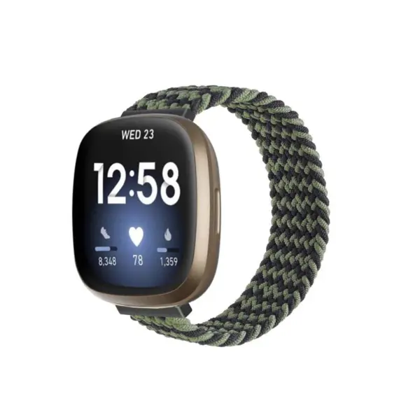 fb.ny29.g Main Grey Waves StrapsCo Patterned Elastic Nylon Watch Strap Fitbit Sense Versa 3
