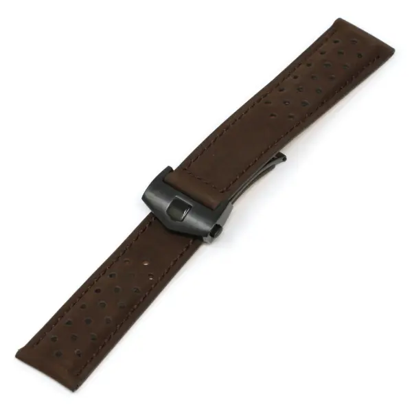 L.tag1.2.mb Brown (Black Buckle) Alt StrapsCo Suede Perforated Leather Watch Band Strap For Tag Heuer 22mm
