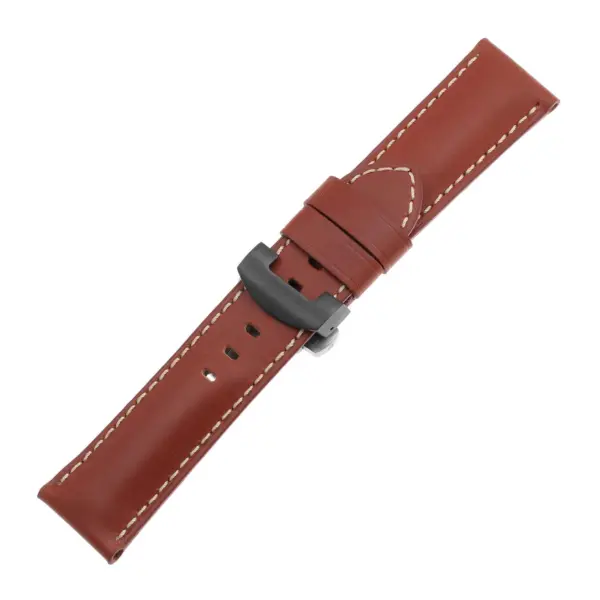 Ps5.8.mb Main Rust Smooth Leather Panerai Watch Band Strap With Black Deployant Clasp