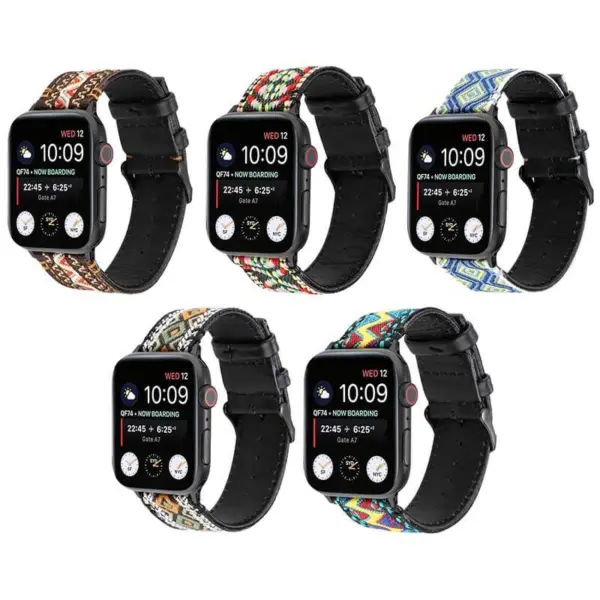a.l12 All Color StrapsCo Embroidered Leather Watch Band Strap for Apple Watch 38mm 40mm 42mm 44mm
