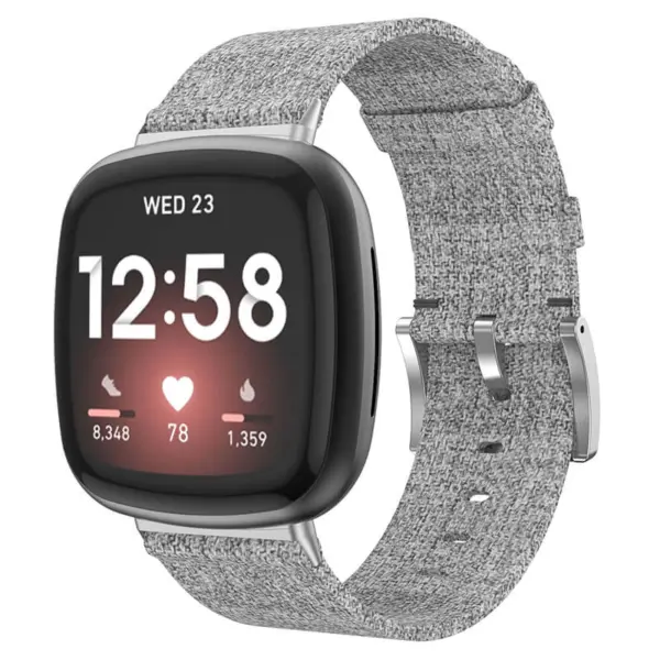 fb.ny14.7 Main Grey StrapsCo Woven Canvas Watch Band Strap for Fitbit Versa Fitbit Sense